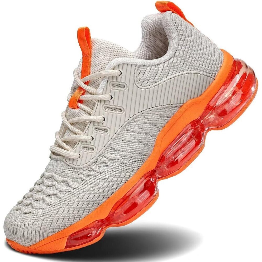 Women Beige Orange Air Cushion Running Shoes Fashion Tennis Sneakers Gym Fitness